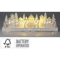 H&S 45cm puinen talomaisema led valoilla