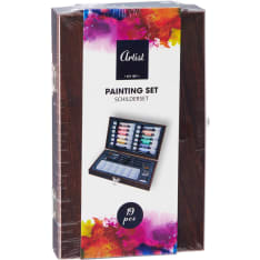Artist Painting Set 19-piece painting set in wooden box