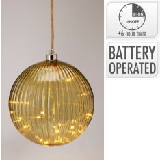 H&S 20cm hanging glass ball with led lights