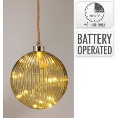 H&S 14cm roikkuva lasipallo led valoilla