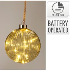 H&S 12cm roikkuva lasipallo led valoilla