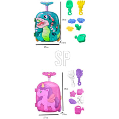 8-piece sand toy set in a suitcase