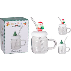 Km 500ml xmas lasinen pillimuki 2 erilaista (lajitelma)