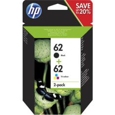 HP 62 2 pakettia mustepatruuna