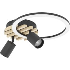 Eglo Cembrano 8W LED 3000K 880lm 2xGU10 musta/puu kattospottivalaisin