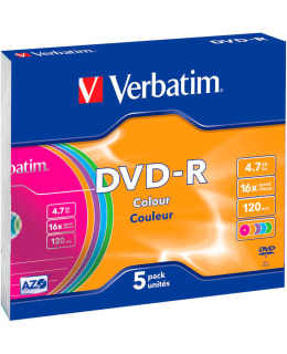 VERBATIM DVD-R 4.7GB 5-PACK SLIM COLOUR Main Image