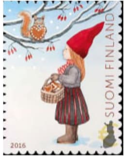 TYTTÖ JA ORAVA 1.LK JOULUPOSTIMERKKI Main Image