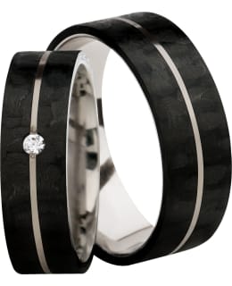 3D Carbon TC4-6 1x 0.03 ct diamond - titanium - carbon fiber ring Main Image