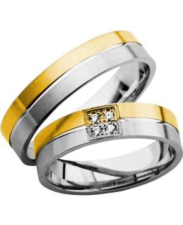 3D Gold 571-5 4 x 0,01 ct kelta-valkokultainen timanttisormus Main Image