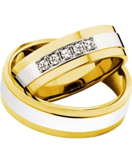3D Gold 574-6 4 x 0.01 ct yellow-white gold diamond ring Main Image