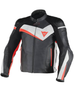VELOSTER LEATHER JACKET WHI-BLK-RED 54 Main Image
