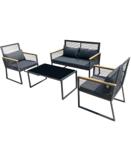 JOEL PUUTARHASOHVA+2 TUOLIA+ PÖYTÄ MUSTA Main Image