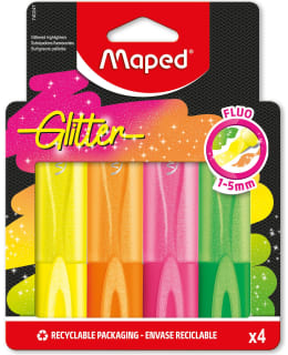 MAPED 740247 HIGHLIGHTER FLUO GLITTER X4 Main Image