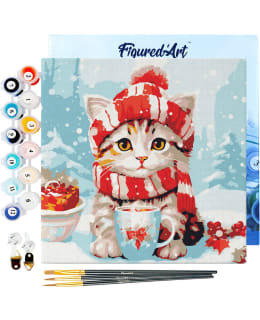 MINI NUMEROMAALAUS CAT IN RED SCARF Main Image