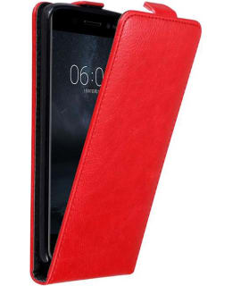 cadorabo Book Case works with Nokia 6 in CANDY APPLE RED - with Magnetic Closure, Stand Function and Card Slot - Wallet Etui Cover Pouch PU Leather