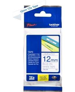 BROTHER TZE233 TAPE BLUE/WHITE 12MM 8M Main Image