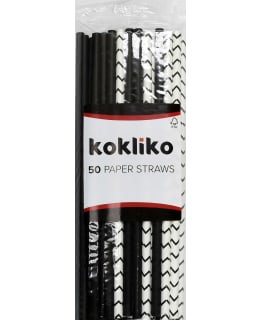 PAPER STRAW BLACK & WHITE 50PC Main Image