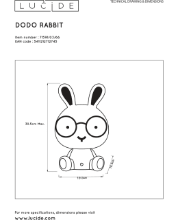 LUCIDE DODO RABBIT LED LASTEN PÖYTÄVAL Main Image