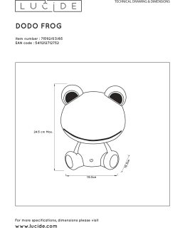 LUCIDE DODO FROG LED LASTEN PÖYTÄVAL Main Image