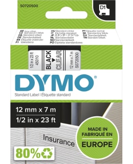 DYMO D1 12MM MUSTA/KIRKAS TEIPPI Main Image