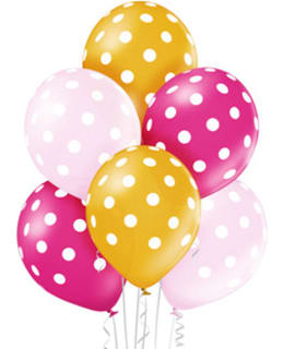 POLKADOTS ILMAPALLO 30CM PINKKI JA KULTA Main Image