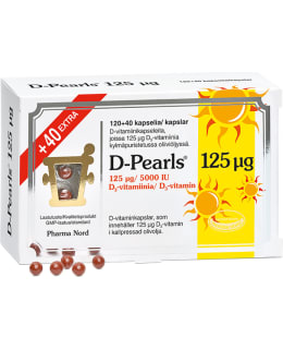 D-PEARLS® 125UG 120+40KAPS RAVINTOLISÄ Main Image