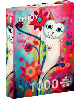 ENJOY A HAPPY WHITE CAT 1000P PALAPELI Main Image