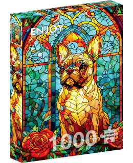 ENJOY FRENCH BULLDOG STAINED GLASS 1000P Main Image