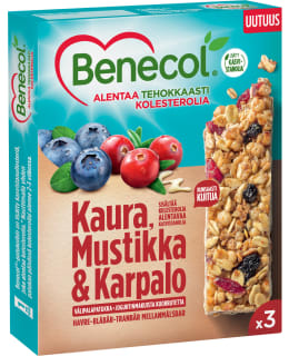 Benecol 3x40g kaura-mustikka-karpalo kolesterolia alentava välipalapatukka Main Image