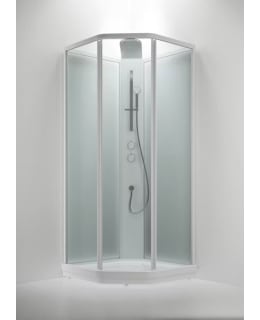 INR Bric 3 80x90 cm right frost/clear glass white frame shower cubicle Main Image