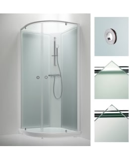 INR Bric 5 91x91 cm kirkas lasi valkoinen kehys suihkukaappi Main Image