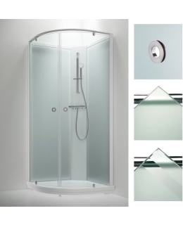 INR Bric 5 91x91 cm huurre/kirkas lasi valkoinen kehys suihkukaappi Main Image