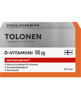 Tolonen D-vitamiini 100 μg 60 kaps. vitamiinivalmiste Main Image