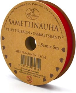JKP 1,5CMX5M PUNAINEN SAMETTINAUHA Main Image