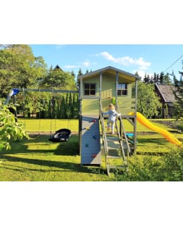 Fixu 3 leikkimökki hiekkalaatikolla, liukumäellä, keinuilla ja kiipeilyseinällä Main Image