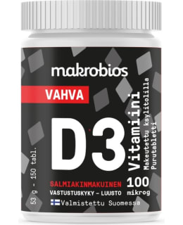 Makrobios D3-vitamiini Salmiakki 100µg 150 tabl. ravintolisä Main Image