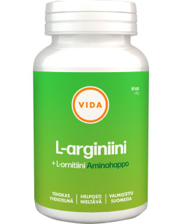 Vida L-arginiini + L-ornitiini 90 tabl. ravintolisä Main Image