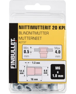FINBULLET NIITTIMUTT M6 X 16MM 20KPL Main Image
