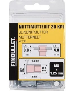 FINBULLET NIITTIMUTT M8 X 18MM 20KPL Main Image