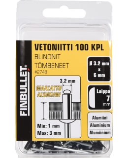 FB BLIND RIVET ALUMINUM 3.2X6 MM 100 PCS Main Image