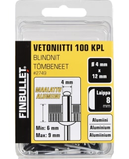 FB BLIND RIVET ALUMI 4.0X12 MM 100 PCS Main Image