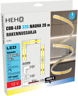 HEHQ 20M 12V 4000K IP65 8MM COB LEDNAUHA Main Image