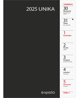 AJASTO UNIKA MUSTA 2025 KALENTERI Main Image