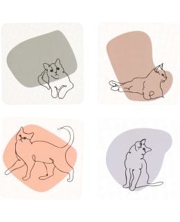 NH CATS 4 PCS 10 CM 10/WHITE COASTER Main Image