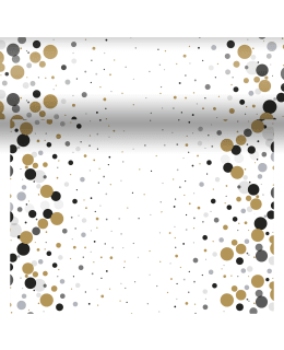 Duni Dunicel® Festive Bubbles musta 0,4x4,8m perforoitu poikkiliina Main Image