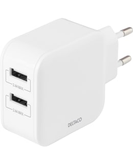 DELTACO USB-AC175 USB-SEINÄLATURI 2X USB Main Image