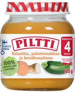 Piltti Bataattia, palsternakkaa ja kesäkurpitsaa 4kk 125g lastenateria Main Image