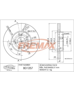 Fremax BD-1257 Brake disc, Front Main Image