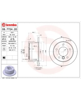 Brembo 08.7724.20 Jarrulevy, Taka Main Image