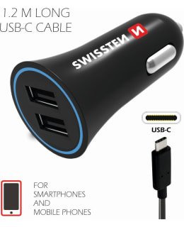 SWISSTEN AUTOLATURI 2,4A 2XUSB + USBC KA Main Image